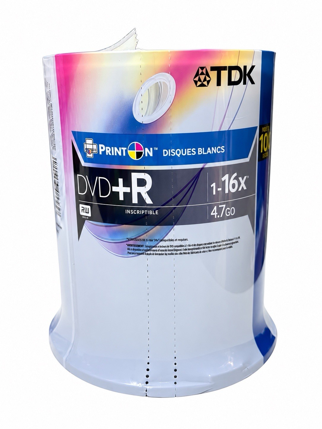 💿 TDK DVD+R 100 Pack 16X 4.7GB Printable White Discs NIP Sealed