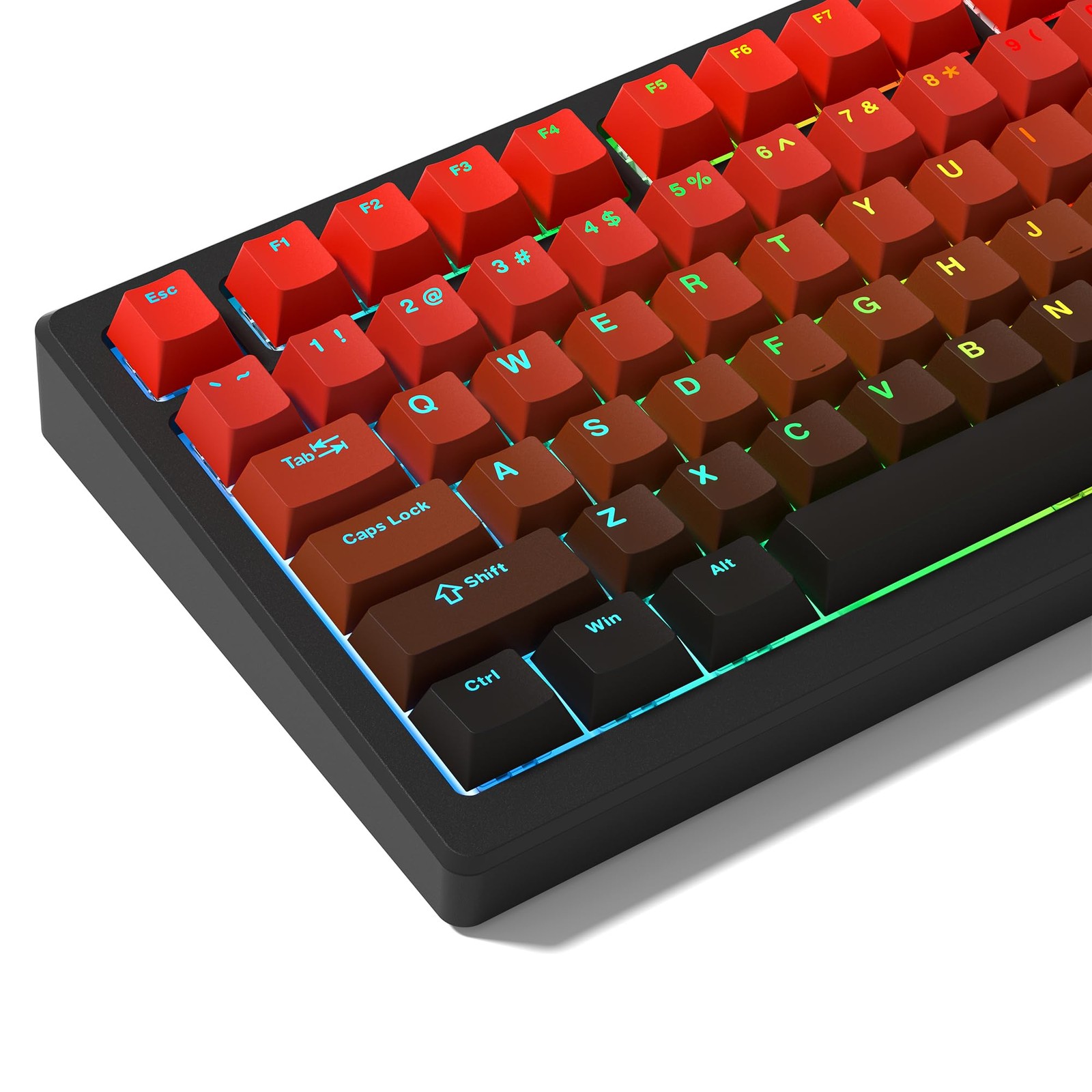 PBT Double Shot Shine Through Custom Keycaps Cherry Profile Red Black