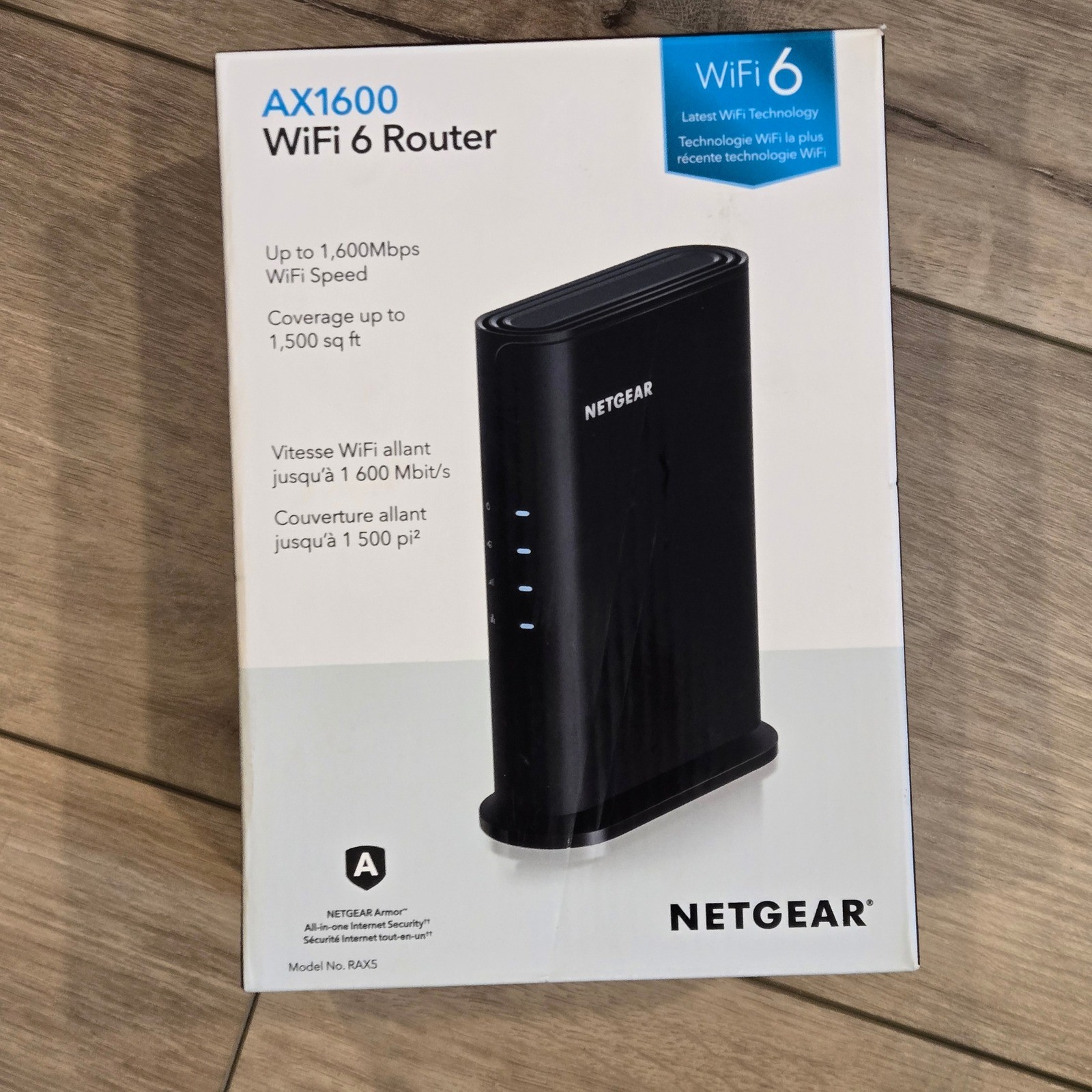 Netgear AX1600 WiFi 6 Router Dual-Band 4-Stream 1.6Gbps Coverage 1500sq ft RAX5