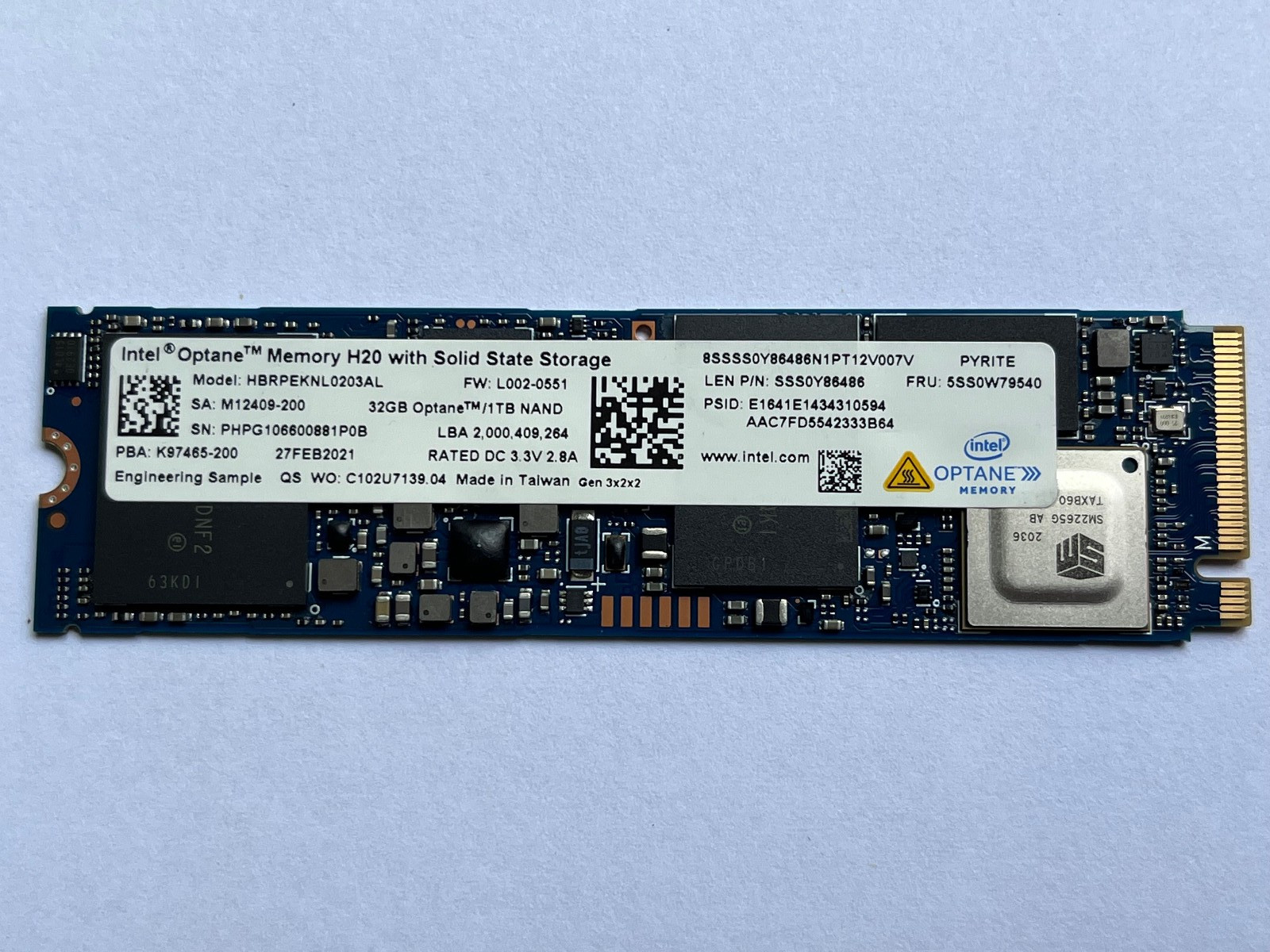 Intel Optane Memory H20 HBRPEKNL0203AL 1TB M.2 2280 NVME 1TB + 32GB Cache SSD