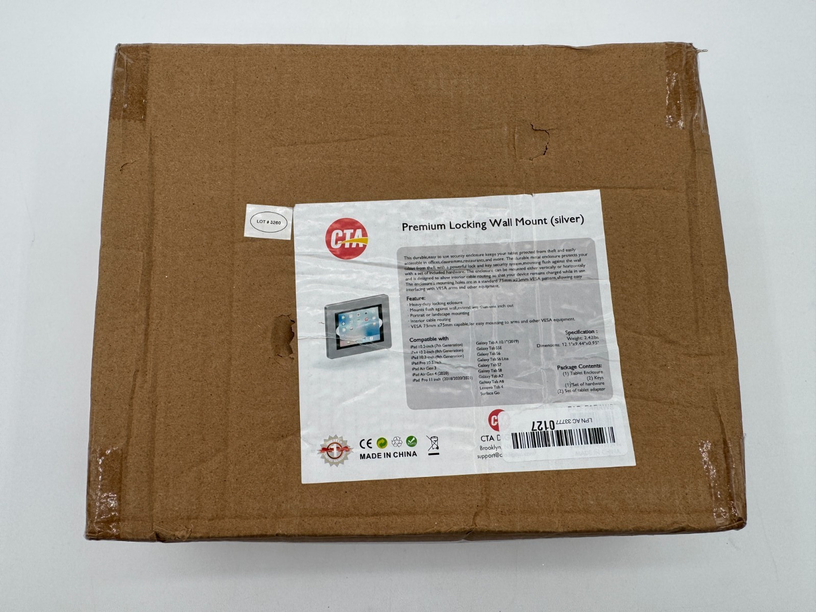 CTA Digital Premium Anti-Theft Locking Wall Mount - Silver