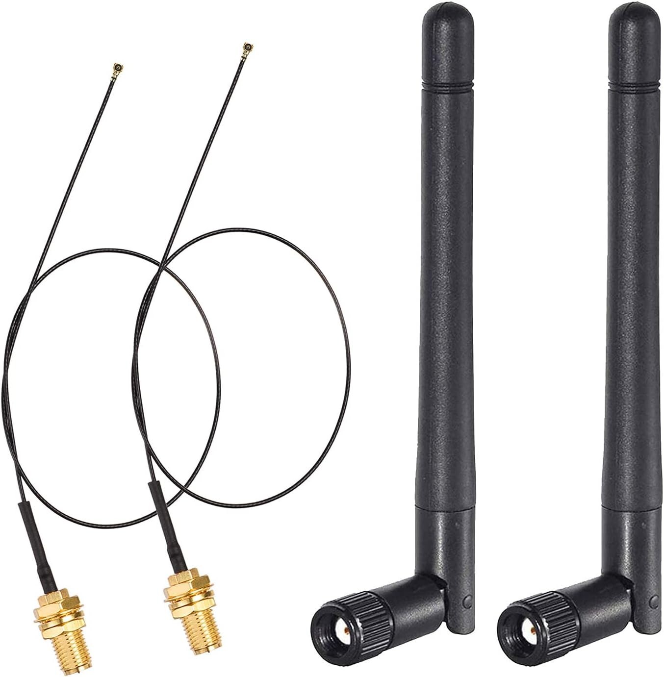 2Pack WiFi Antenna 2.4GHz 5GHz MIMO RP-SMA 30cm Ngff MHF4 Cable for Wireless