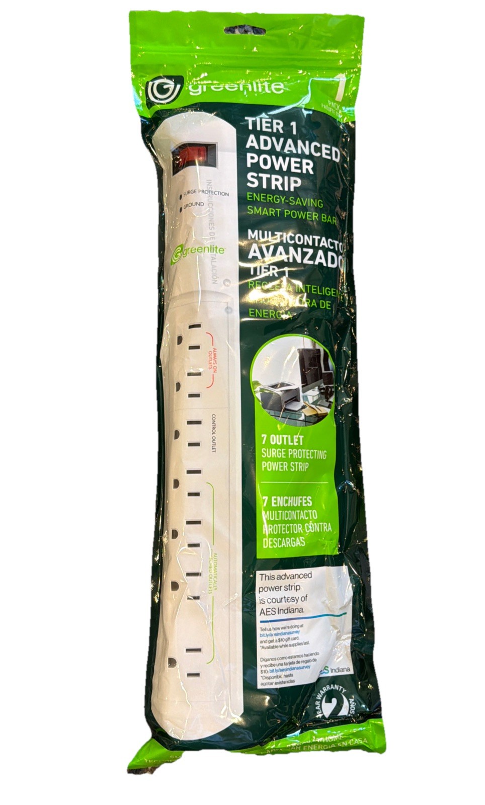 Greenlite Tier 1 Advanced Power Strip 7-outlet, New, Smart Power Bar