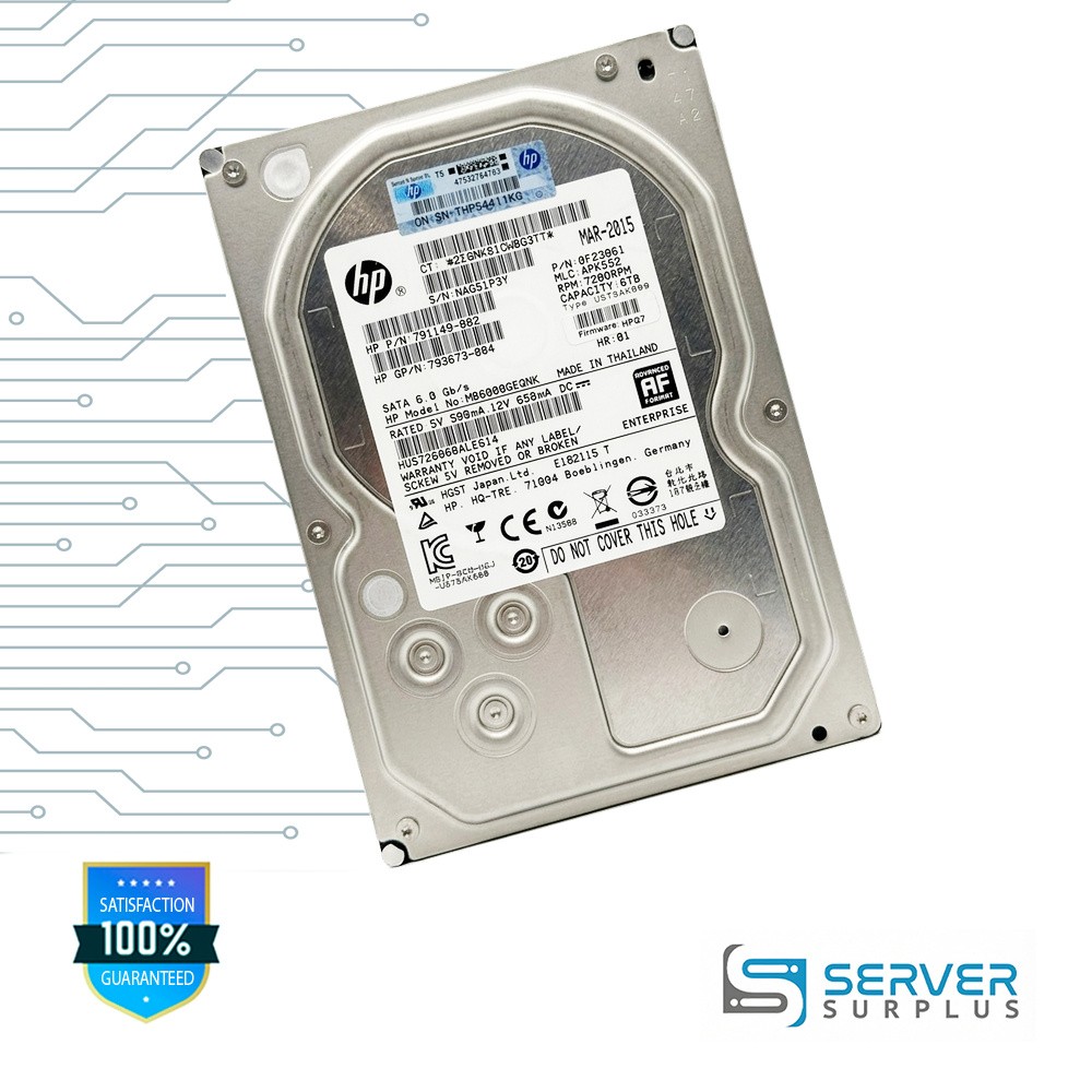 HP Ultrastar 7K6000 6TB SATA 6Gb/s 512e 3.5 in Enterprise HDD | 791149-002