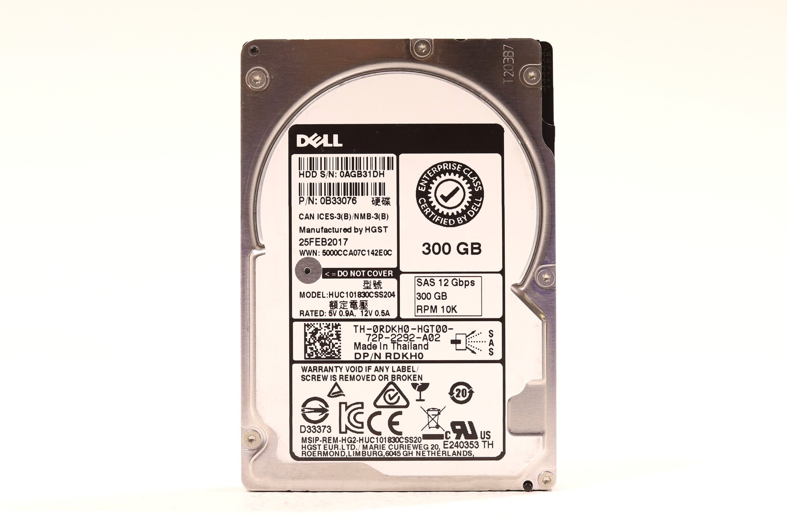Dell HUC101830CSS204 300GB 2.5" 12Gb/s 10K RPM SAS Hard Drive Dell P/N: 0RDKH0