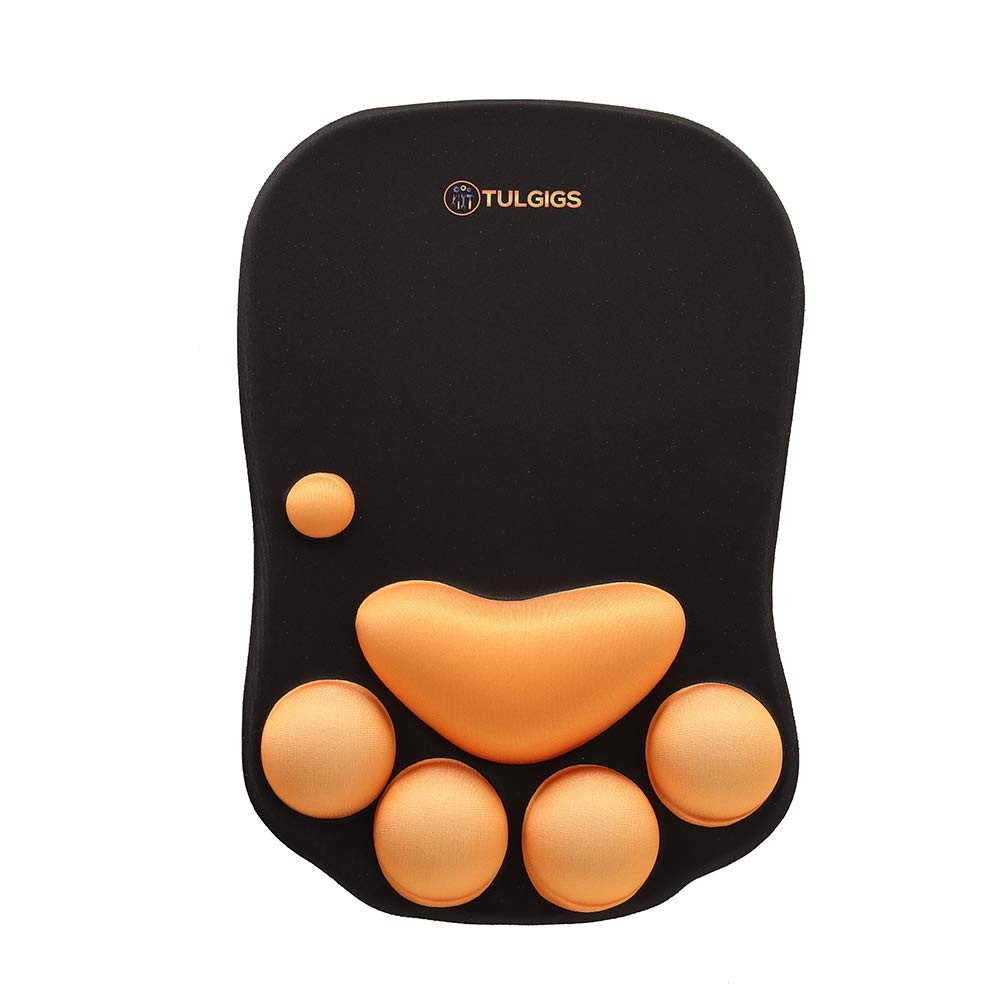 Black Cat Paw Mouse Pad Silicone Wrist Rest NonSlip 11.55x7.8x0.99 Inch Desk