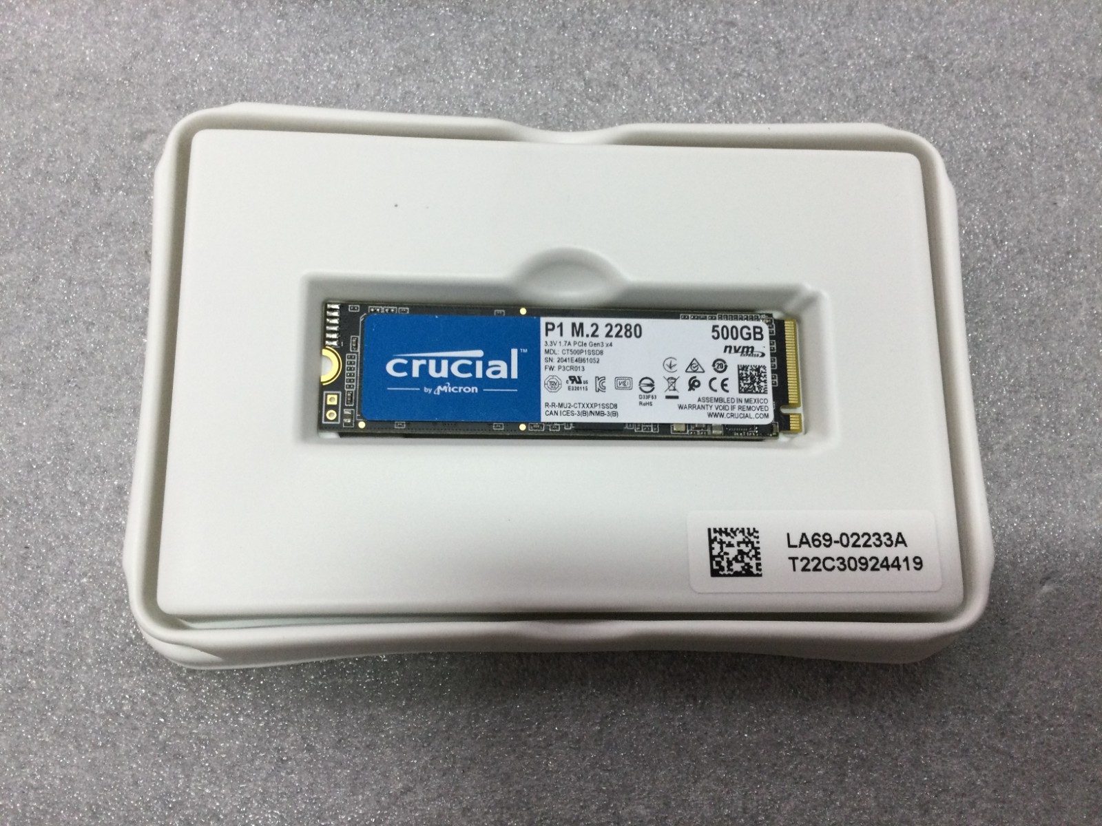 Crucial P1 500GB M.2 PCIe NVMe Internal SSD (CT500P1SSD8) - FOR PARTS