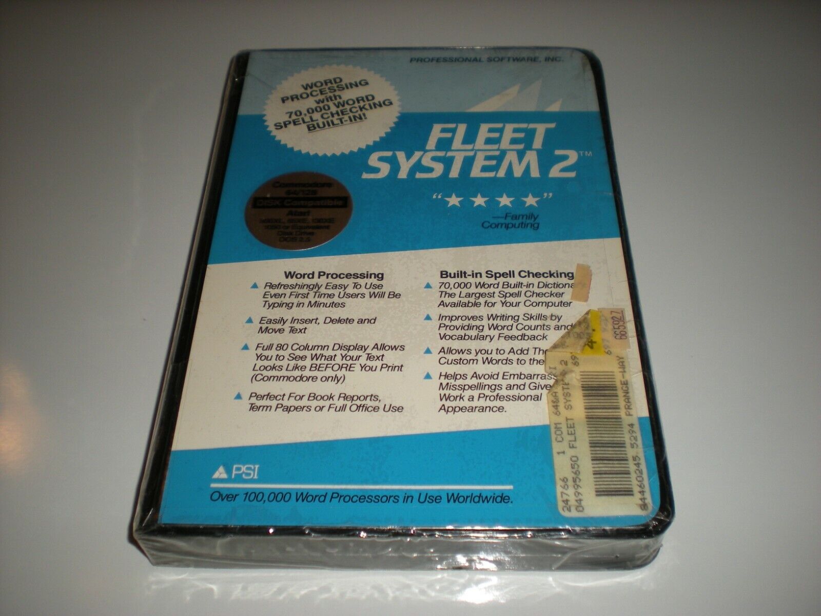 Fleet System 2 Word Processing for Commodore 64, 128 and Atari 800XL & 130XE 