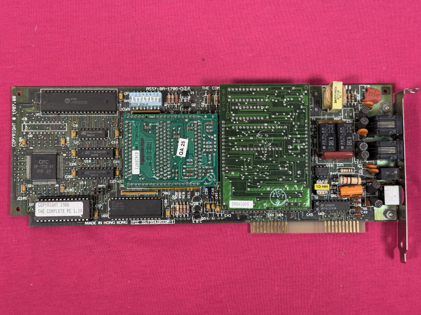 Vintage Complete PC 2400 ISA Dial-Up Modem Board BA-1706-03A 1988 Untested OO