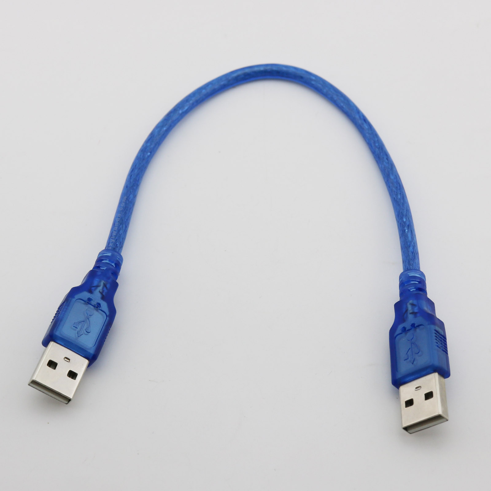 1pc USB 2.0 A Male to A Male Plug Data Connector Extension Cable 1FT/30CM Blue