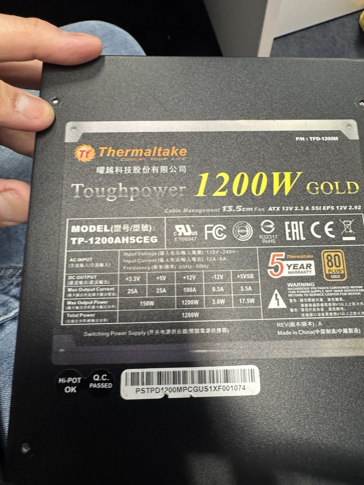 Thermaltake Toughpower Gold PS-TPD-1200MPCGUS-1 Power Supply 1200W - Black