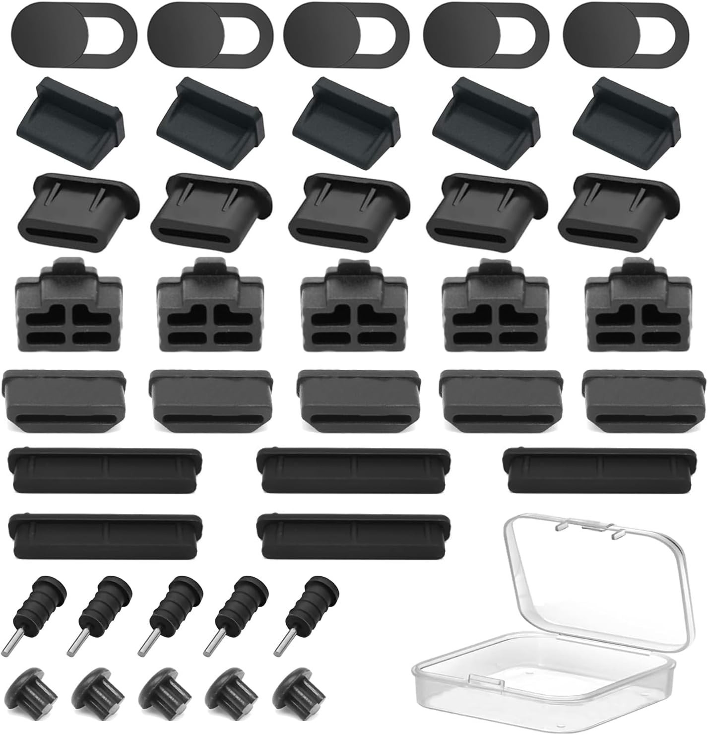 40PCS USB Port Cover Silicone Dust Plugs for Computer, Camera, HDMI, USB C &More