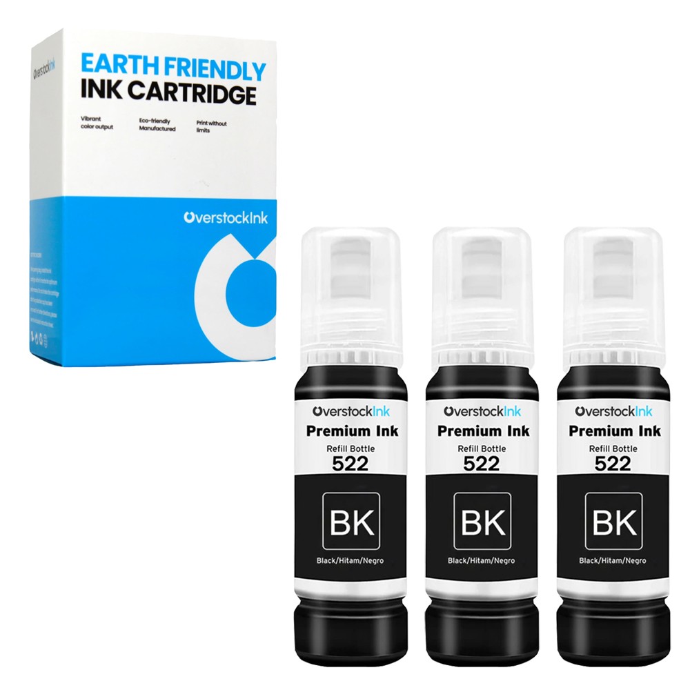 Compatible Epson T522BK Ink Bottles 3PK for EcoTank ET-2400, ET-2720, ET-2800