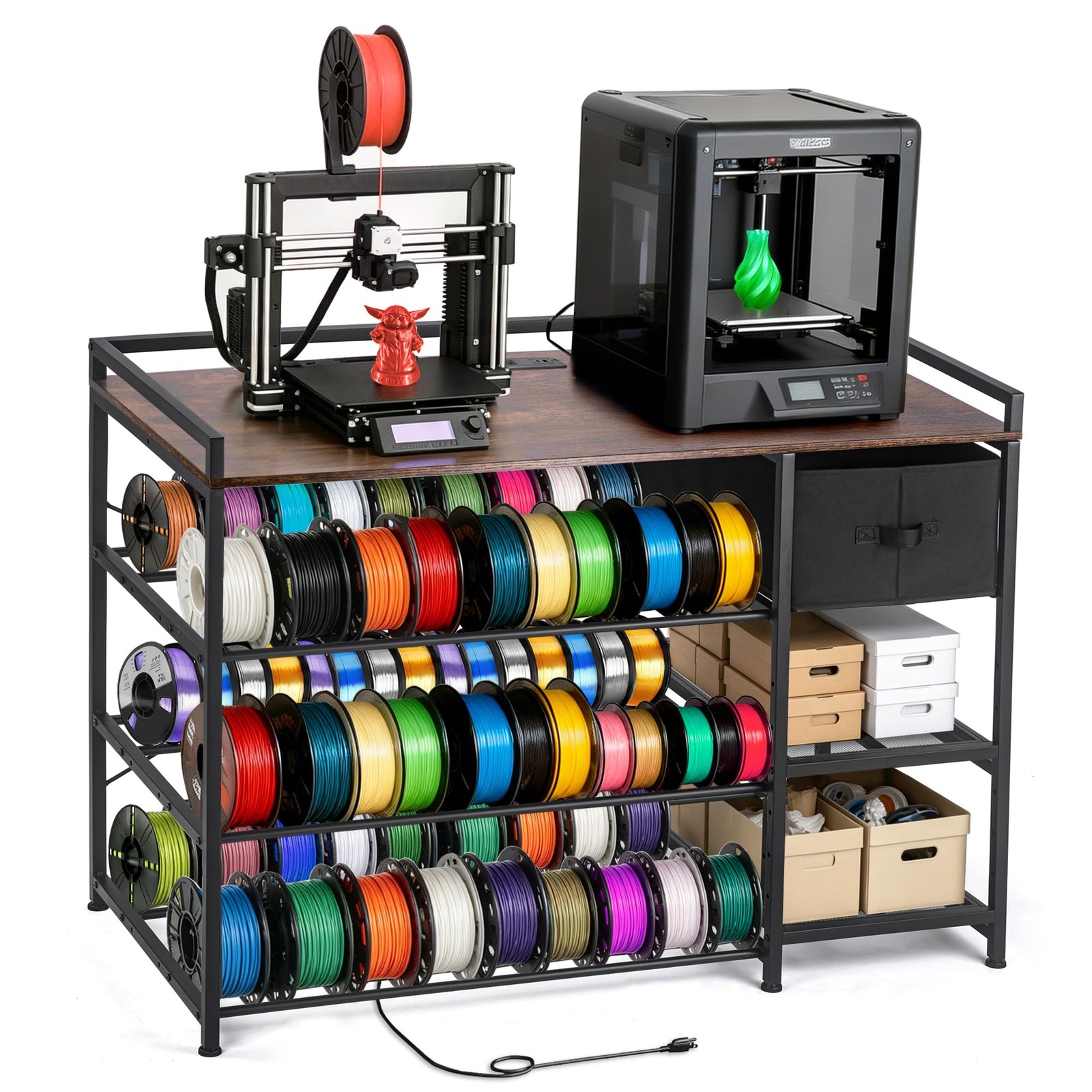 3D Printer Stand with Filament Storage, Heavy Duty Metal 3D Printing Table with