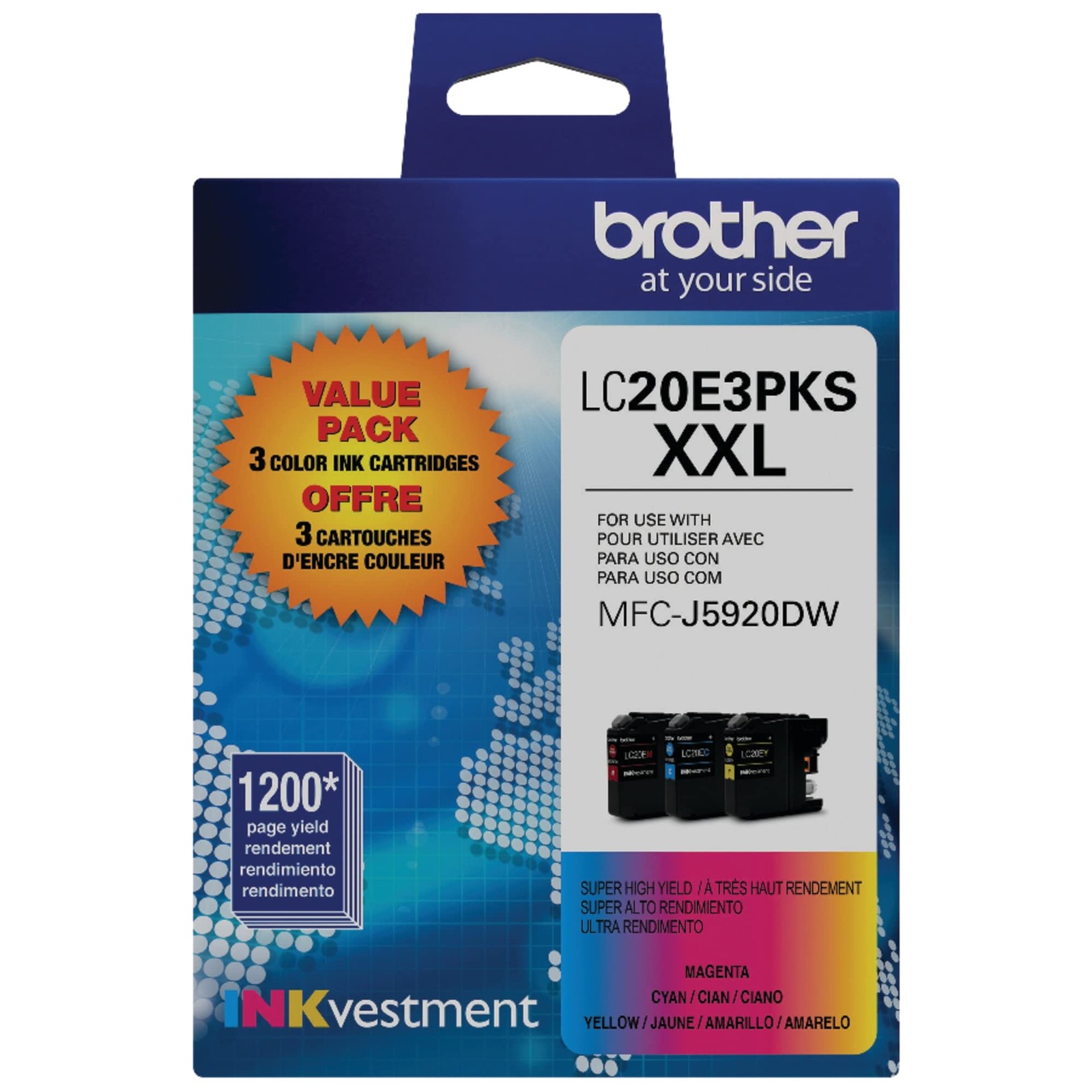 Genuine High Yield Color Ink Cartridge, 3 Pack of LC20E, Color Ink Three Pack...