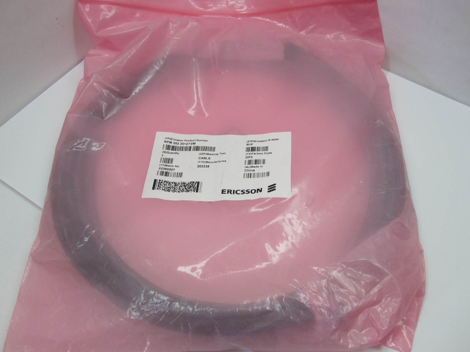 Ericsson RPM 253 3512/10M Fiber Optic Cable 10 Meter SM LC-DUPLEX RPM2533512/10M