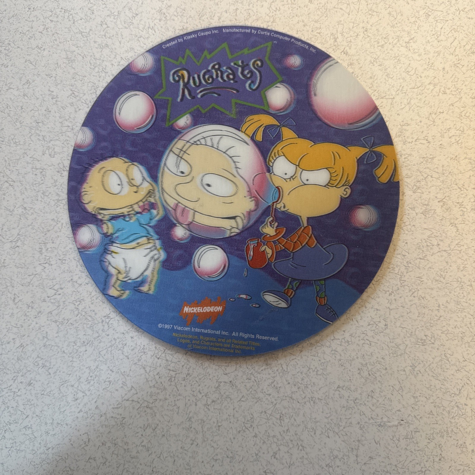Vintage 1997 Rugrats 3D Lenticular Bubbles Computer Mouse Pad Nickelodeon Tommy