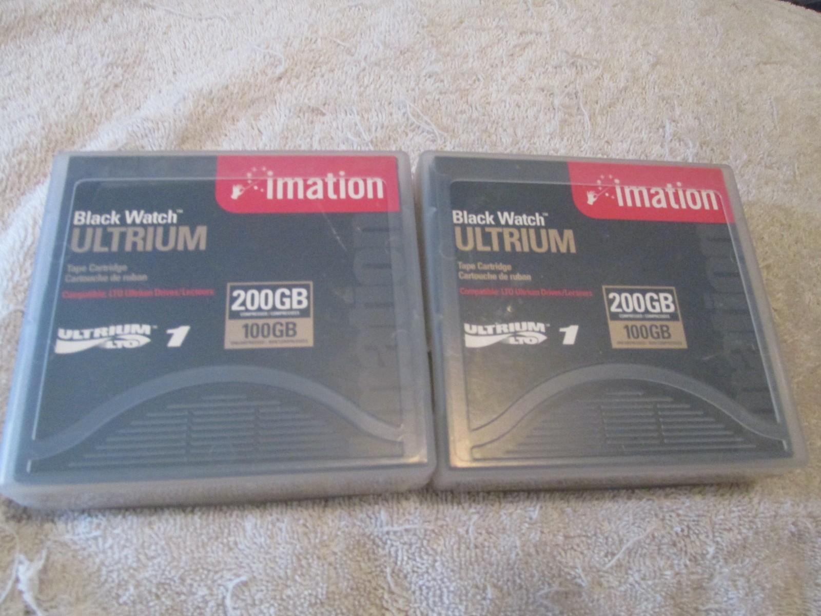 LOT of 2 NEW imation Black Watch Ultrium LTO-1 Tape Cartridge 200GB 100GB