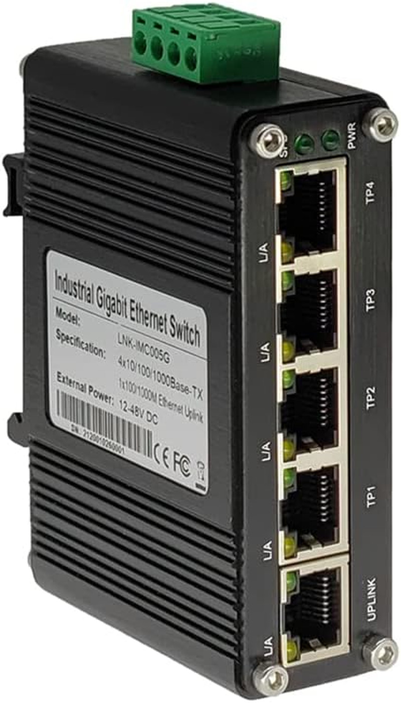 Mini 5-Port Gigabit Industrial Switch, Din/Wall Mount, -40~167°F, 10Gbps