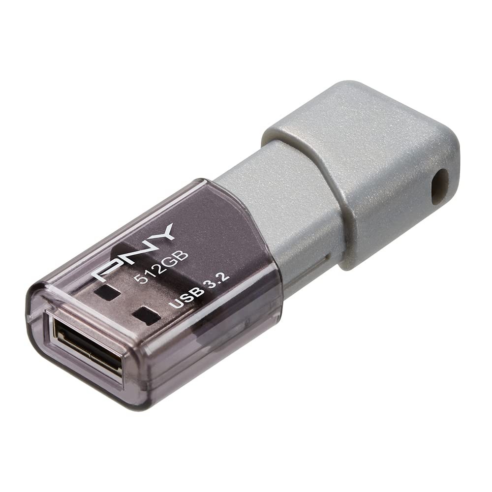 PNY Turbo Attaché 3 512GB USB 3.2 Flash Drive Lightweight Sliding Collar 100MB/s
