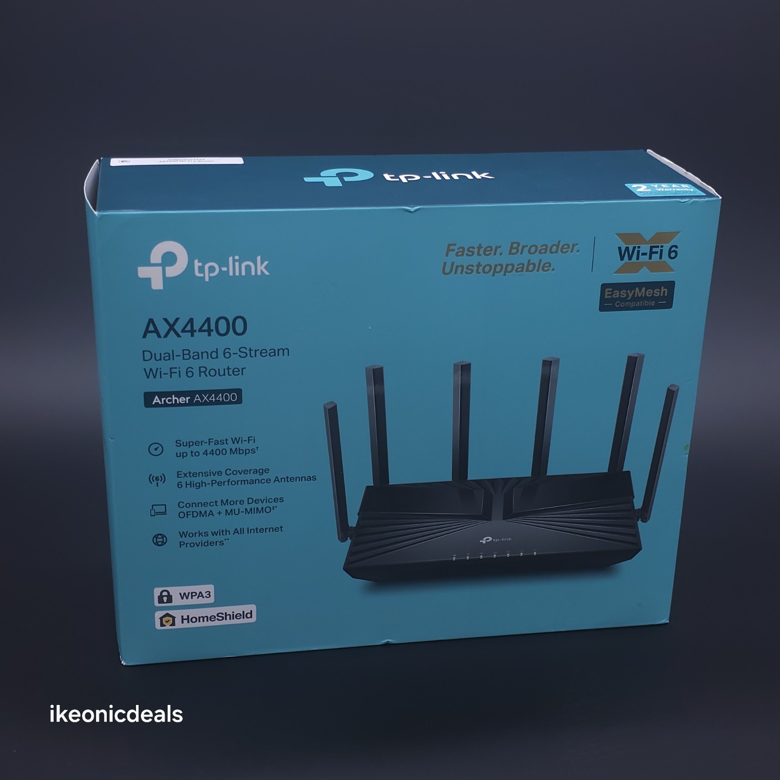 TP-Link Archer AX4400 Mesh Dual Band 6-Stream Router - Black - Open Box
