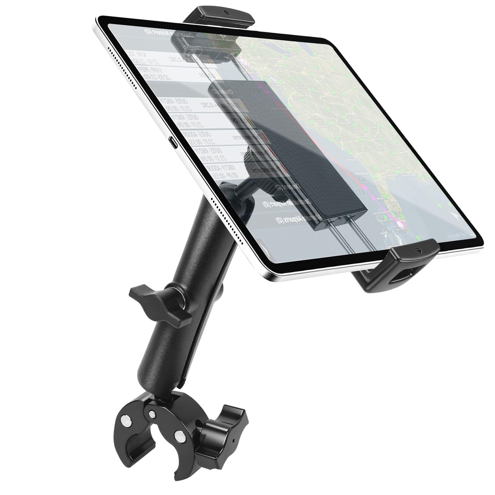 EEEKit Tablet Holder for Airplane: 360° Adjustable Metal Arm Mount Black