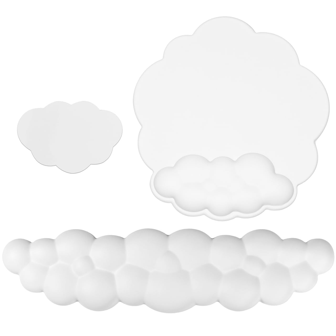 JIKIOU Ergonomic Cloud Mouse Pad & Keyboard Wrist Rest & Cup Medium, 01white