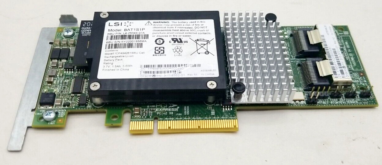 Sun Oracle LSI 8 Port 6Gb/s SAS RAID Controller Adapter Card PCI-E 375-3701-01