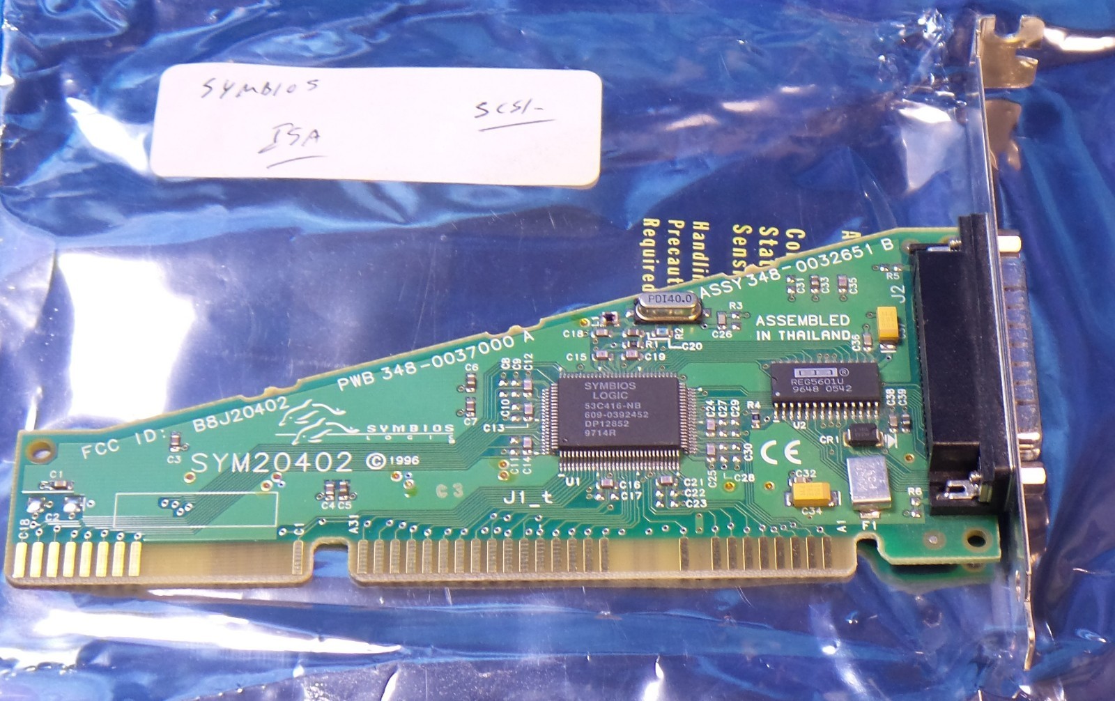 Vintage Symbios Logic SYM20402 SCSI  controller card 16 bit ISA Windows DOS