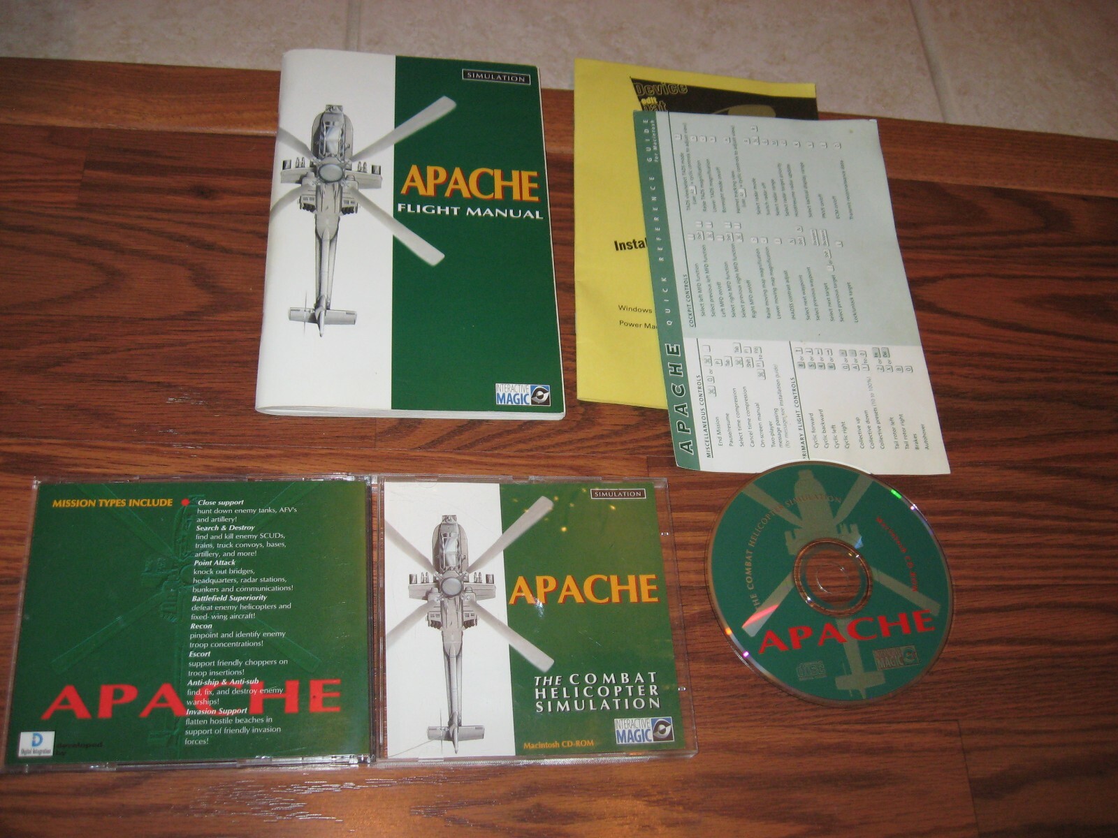 Apache Flight manual and inserts PC Game on CD-ROM 