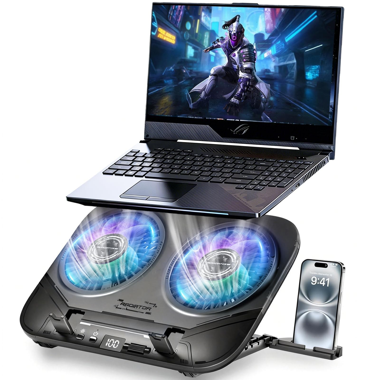Upgraded Laptop Cooling Pad with Dual TEC Cooler, Gaming Laptop Cooler, 2 Pow...
