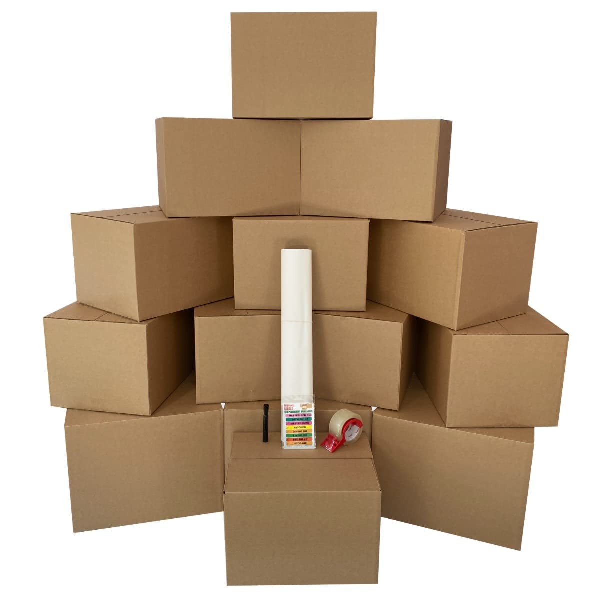 Apartment Moving Kit - Bigger Boxes Smart #1 with Labels & Tape