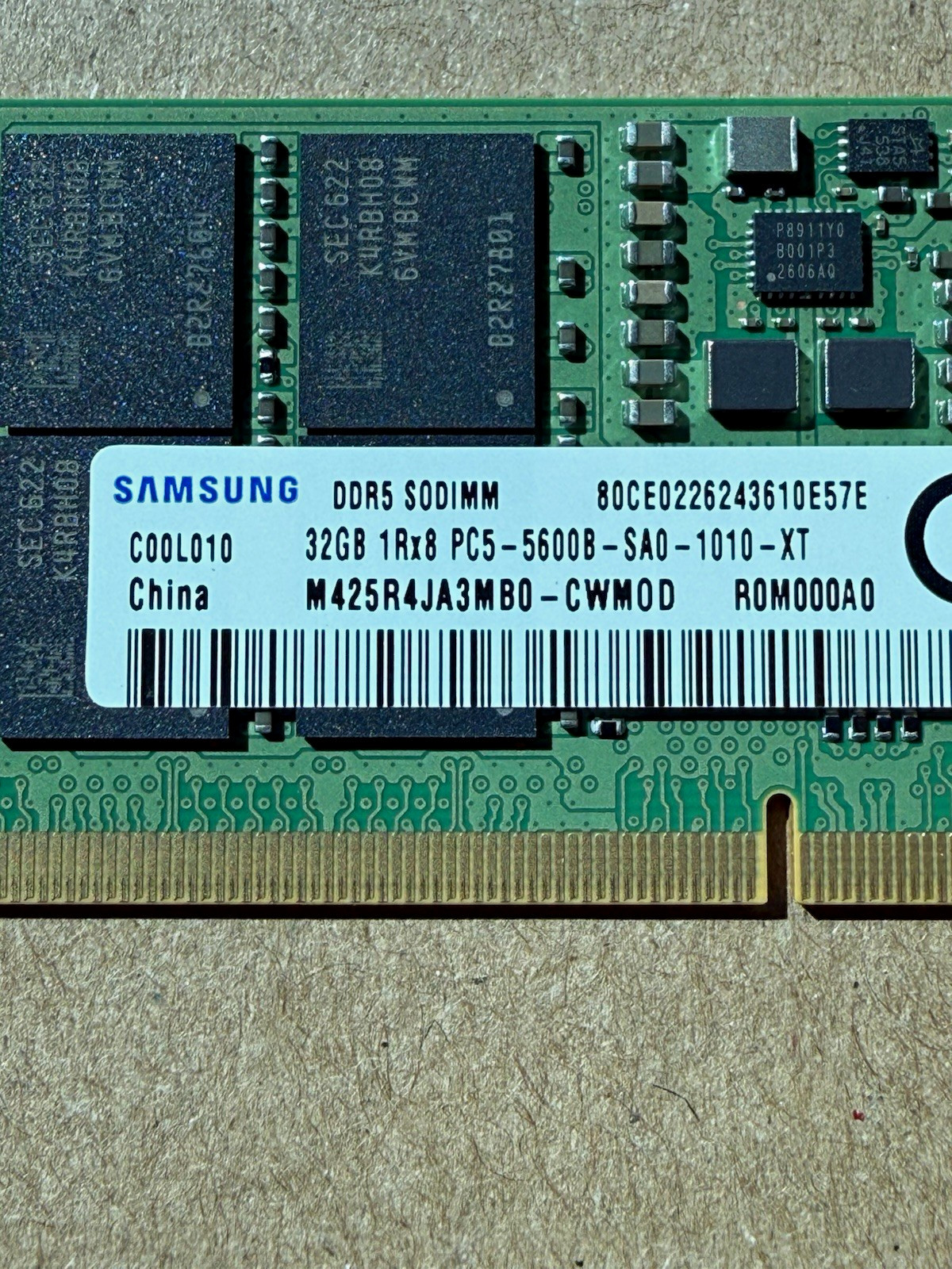 Samsung 32GB DDR5 PC5-5600B 262-Pin SO-DIMM Unbuffered M425R4JA3MB0-CWMOD