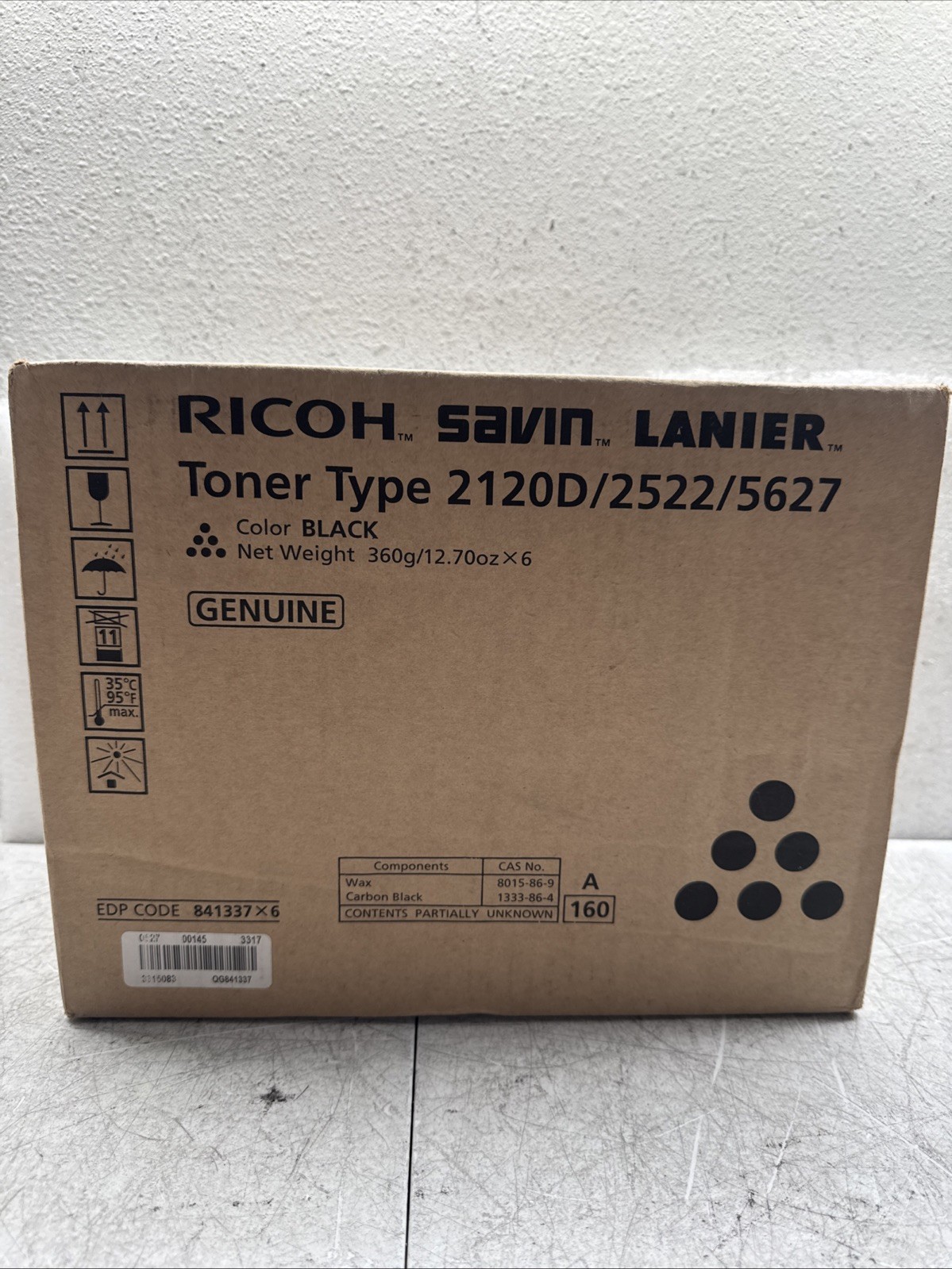 6 Ricoh Savin Lanier Black Toner Type 2120D/2522/5627  EDP Code 841337 Lot of 6