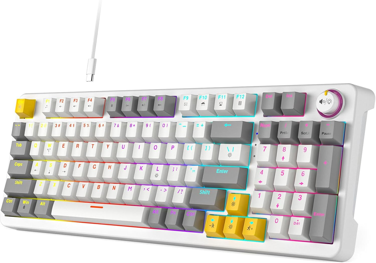 AK96 Smart Mechanical Keyboard Gaming, 96 Keys Full Size with LED Colorful Backl