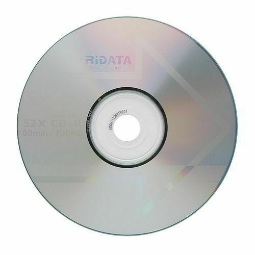 25 RIDATA Blank 52X CD-R CDR Branded Logo 700MB Media Disc in Paper Sleeve