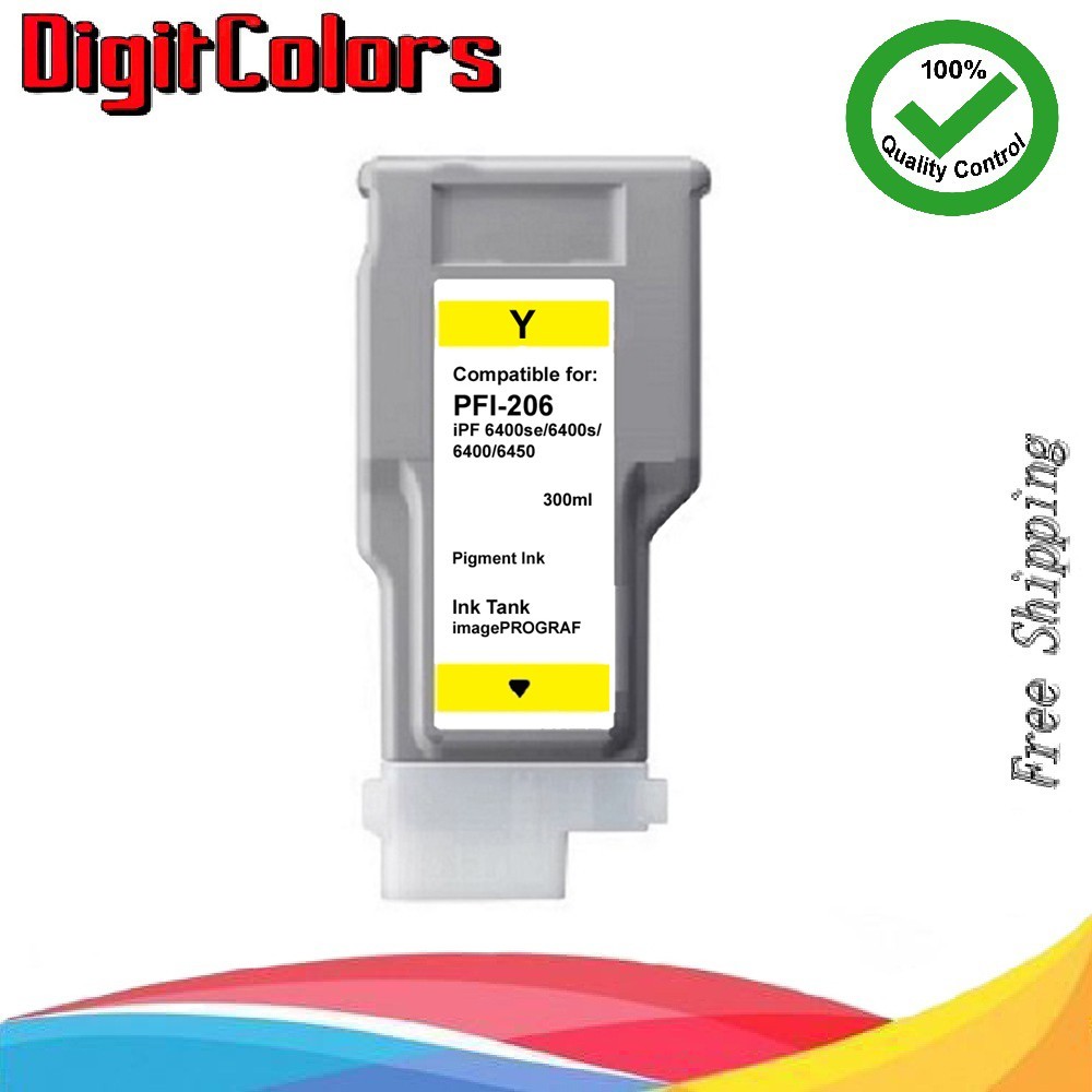 PFI-206 Yellow Ink Cartridge for Canon 6400s 6400se 6400 6450 PFI206Y