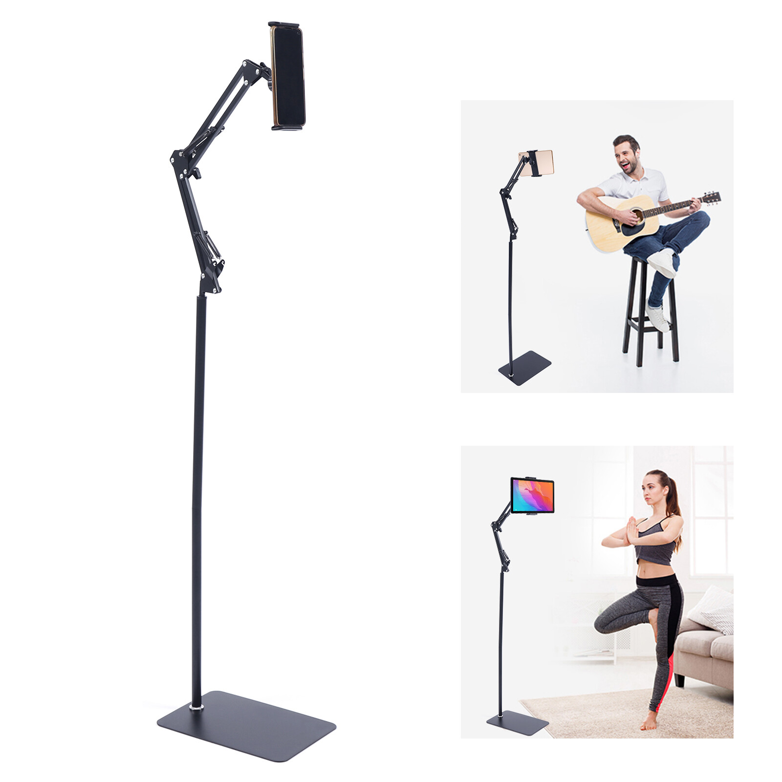 Universal 360�� Adjustable Tablet Holder Floor Stand Clamp for 4-17cm Phone iPad