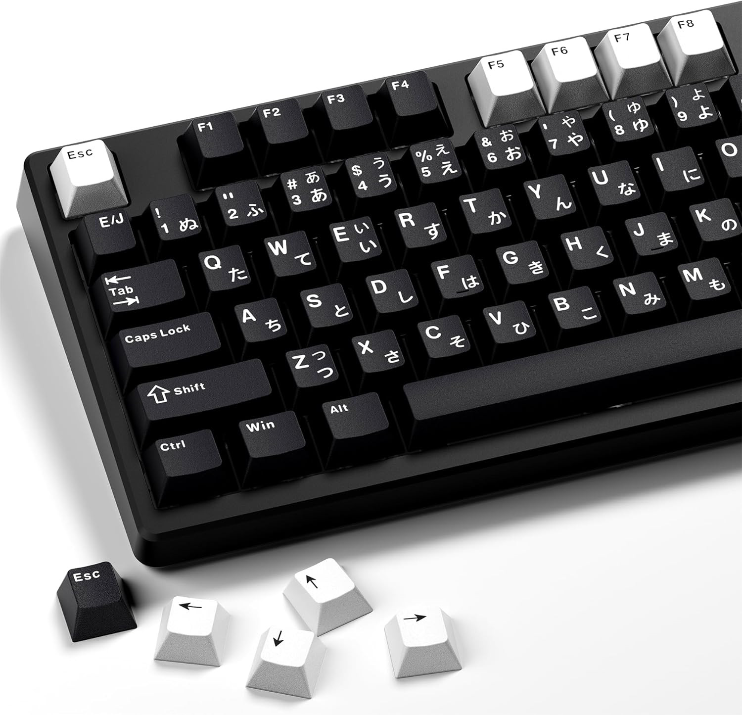 XVX Black Japanese Keycaps, Double Shot PBT Keycap Set, 146 Keys Cherry Profile