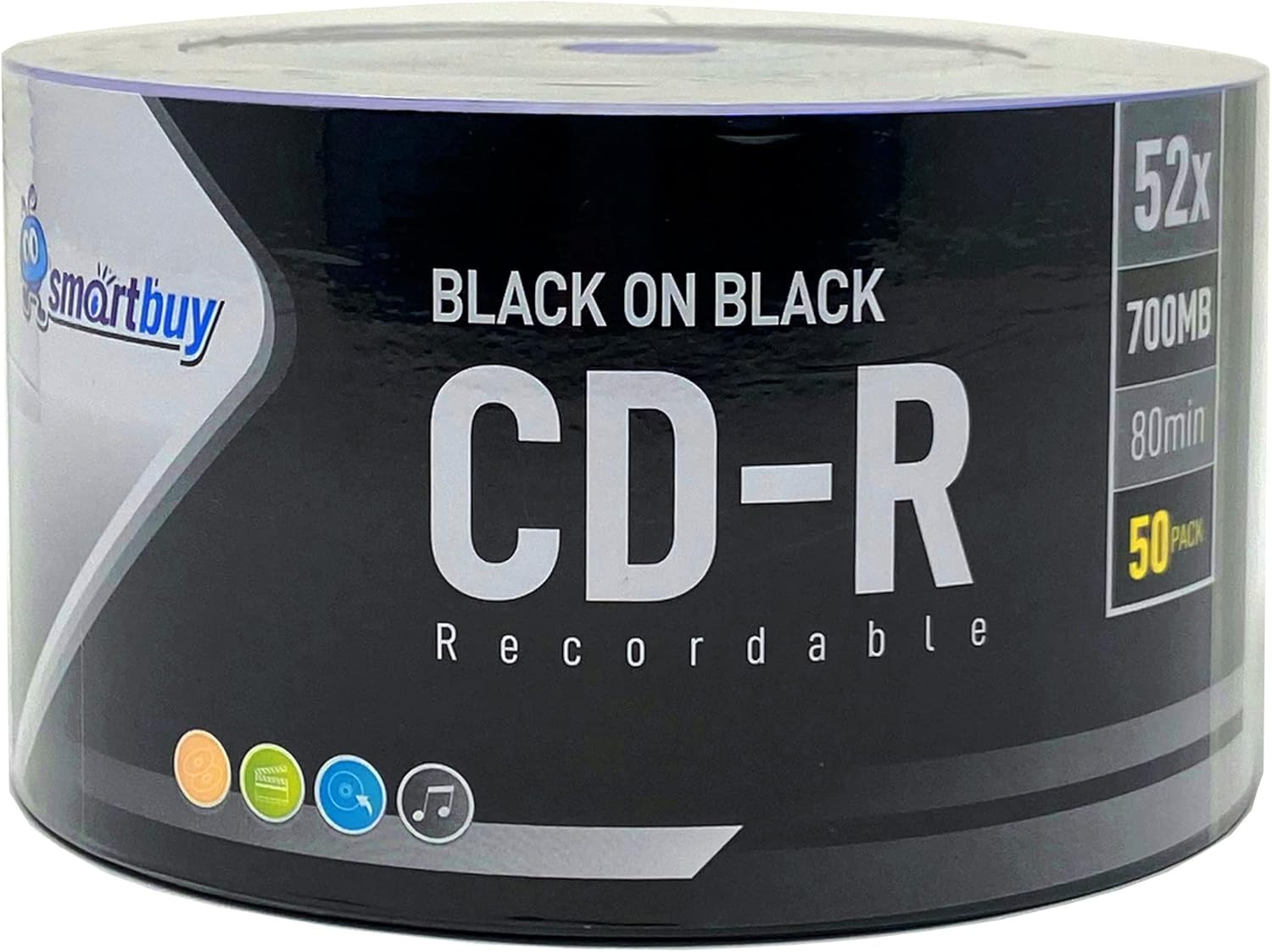 50 Pack  CD-R 52X 700MB 80 Mins Double Side Black Vinyl Blank Recordable Disc