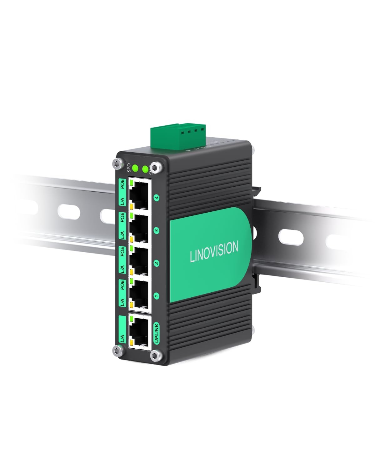 Industrial 5 Ports Gigabit 12V PoE Switch, Solar Powered Switch Support DC 9–...