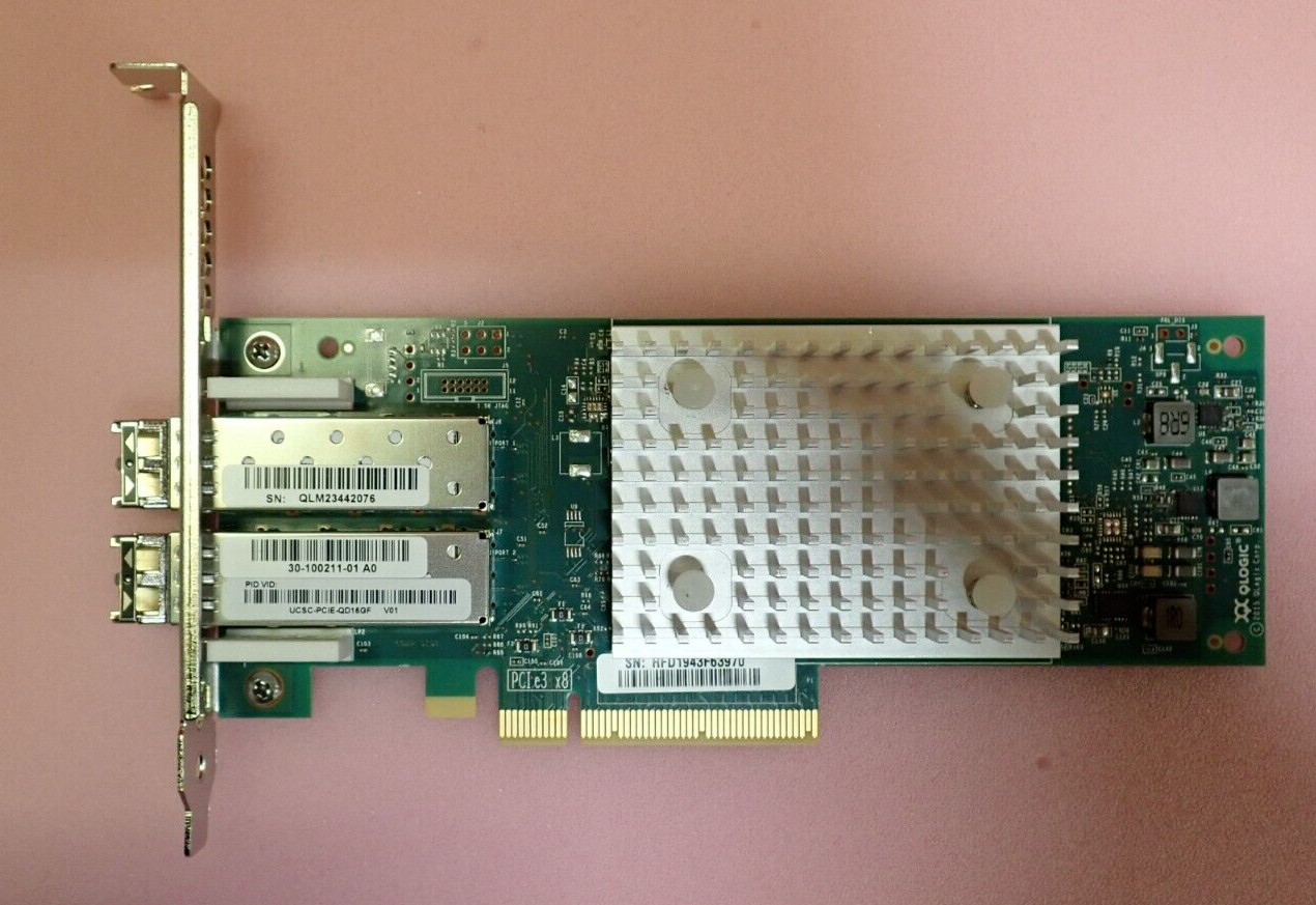 Cisco QLE2692-CSC Dual Port 16Gb FC Host Bus Adapter UCSC-PCIE-QD16GF FH +2x SFP