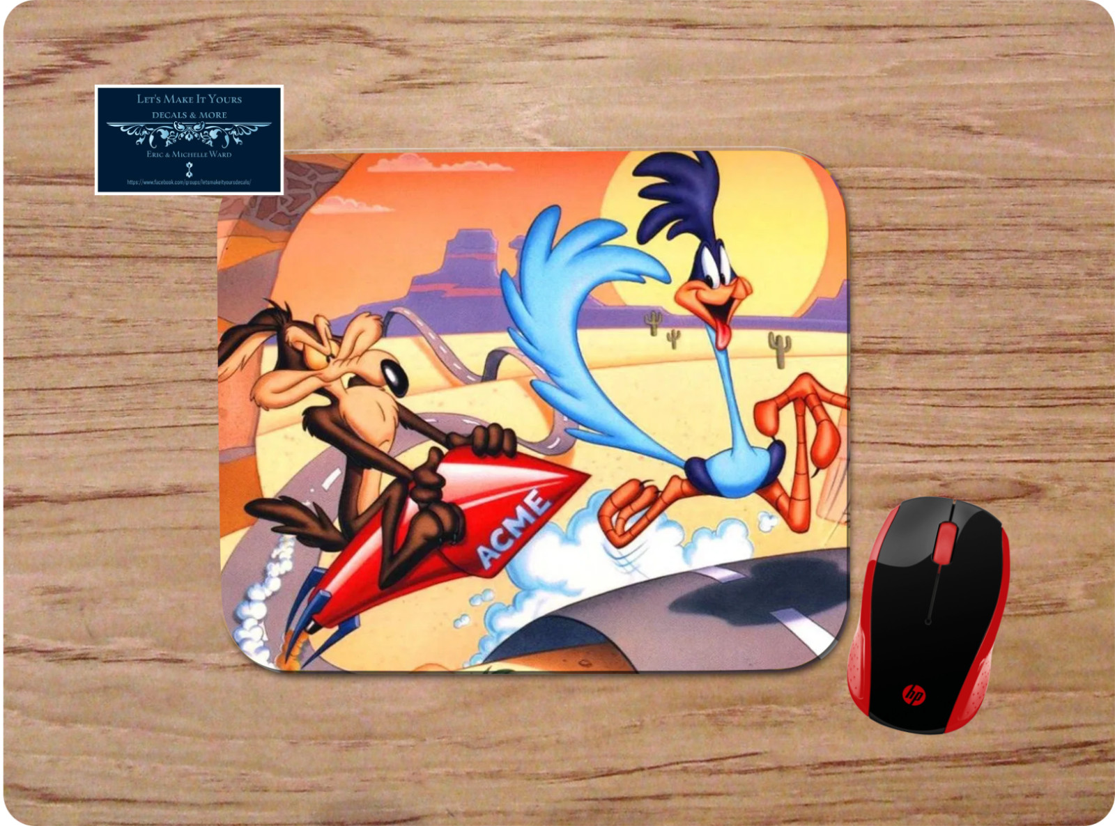 WILE E COYOTE & ROADRUNNER CUSTOM NON-SLIP MOUSE PAD DESK MAT SCHOOL HOME OFFICE