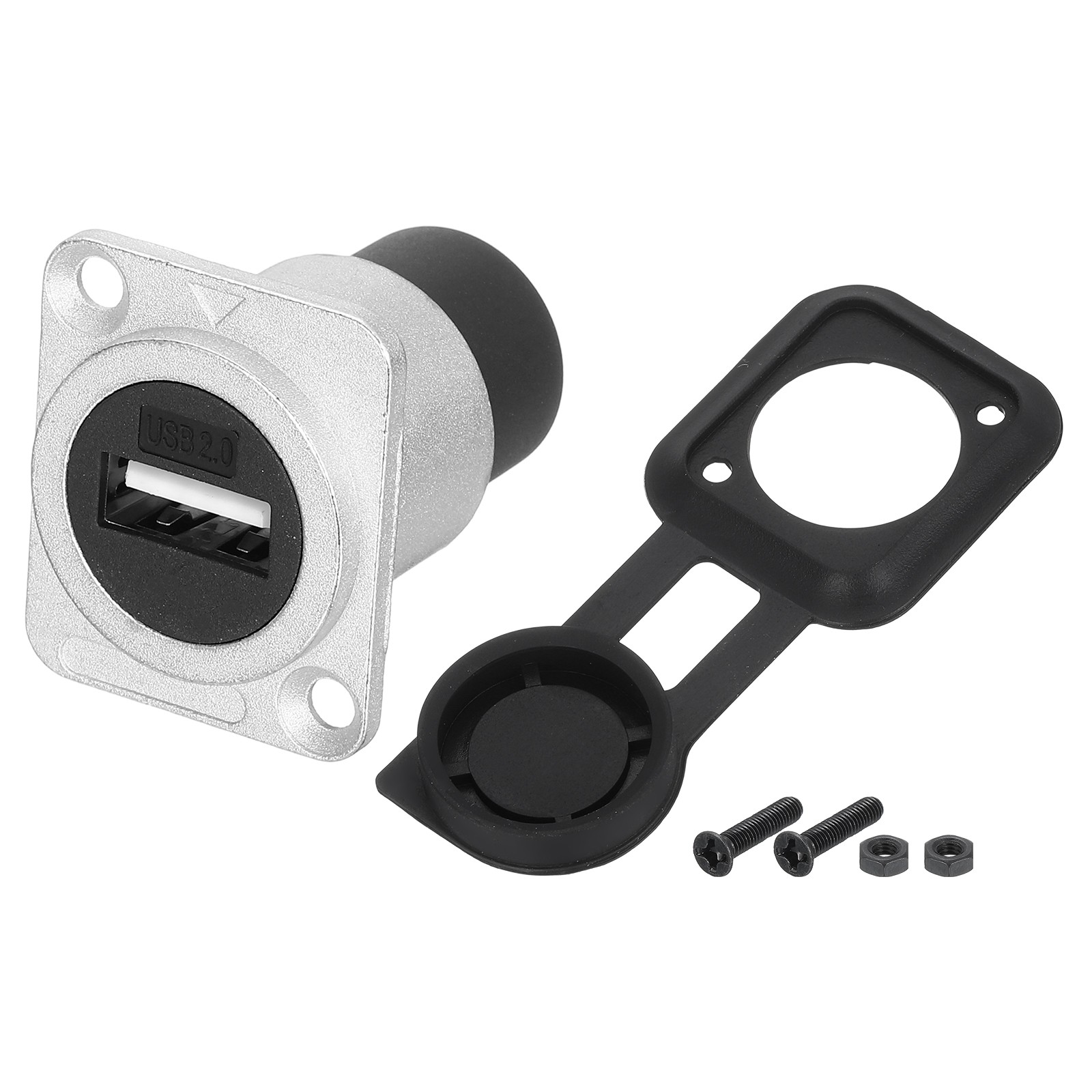 1Pcs USB 2.0 Panel Mount Coupler, D-Type USB Pass Through 480Mbps Silver