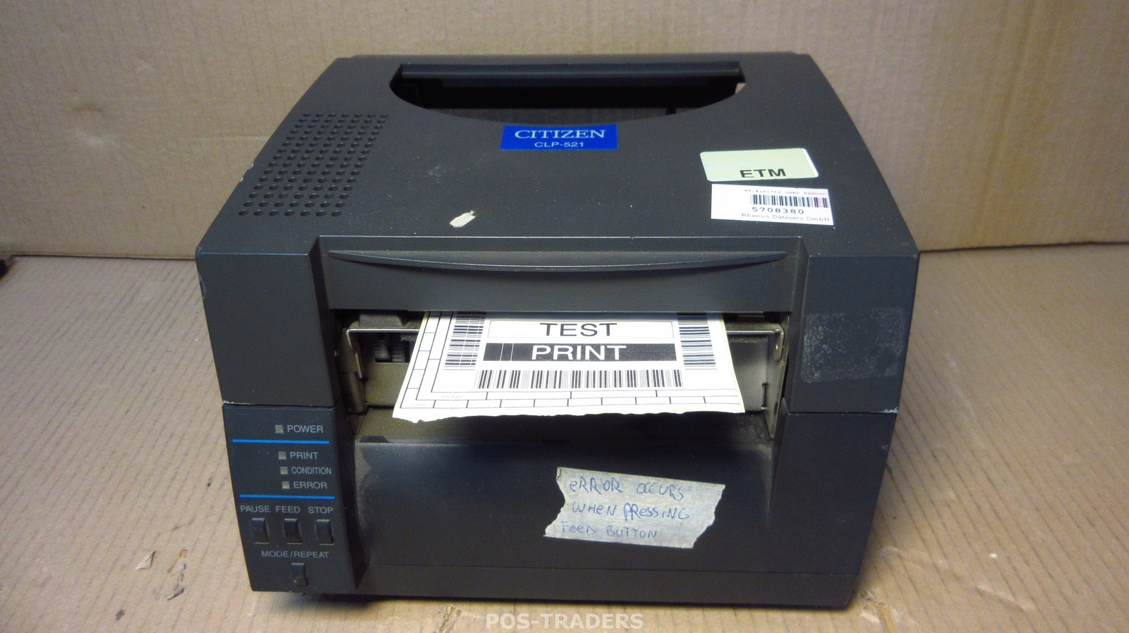 Citizen CLP-521 USB 118mm Direct Thermal Barcode Label Printer ERROR / LINES