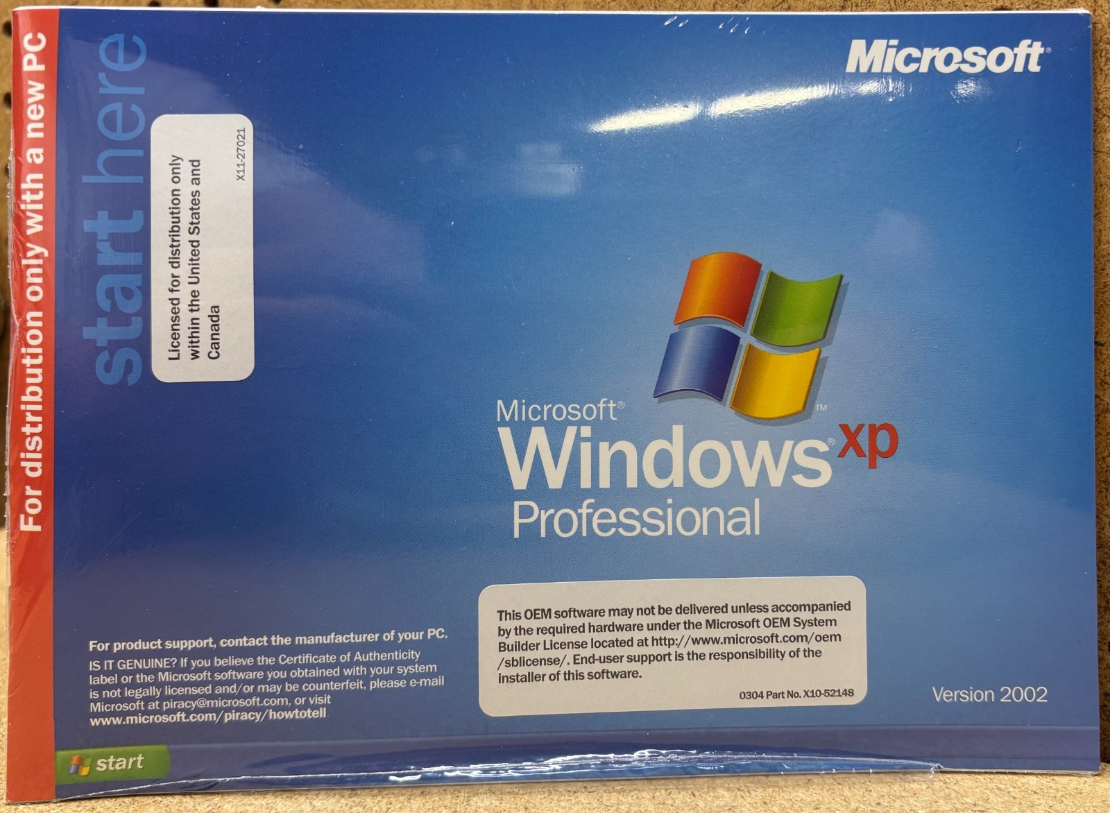 OEM Microsoft Windows XP Professional Version 2002 PLEASE READ