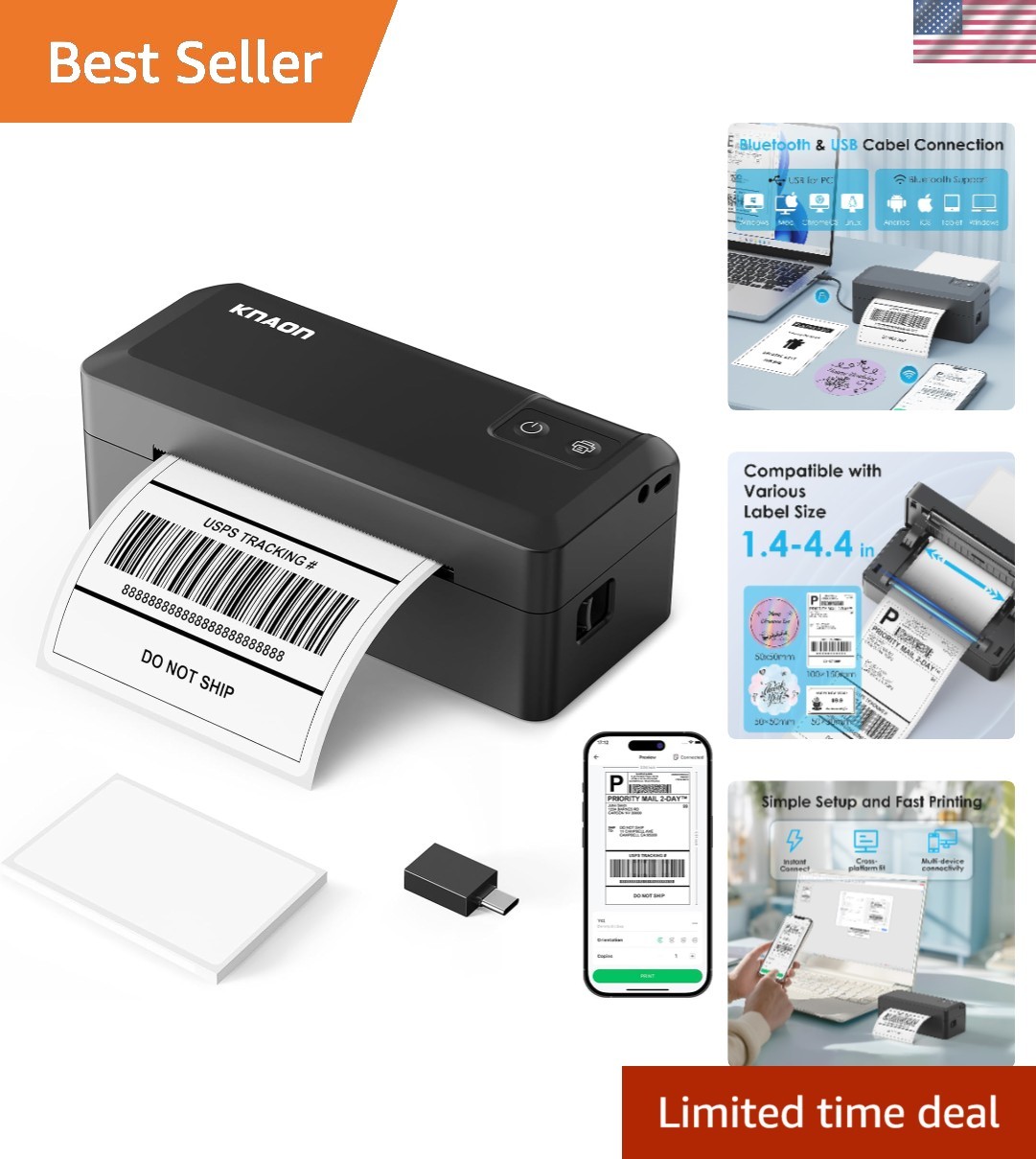 4x6 Portable Bluetooth Thermal Label Printer - Fast & Versatile Printing