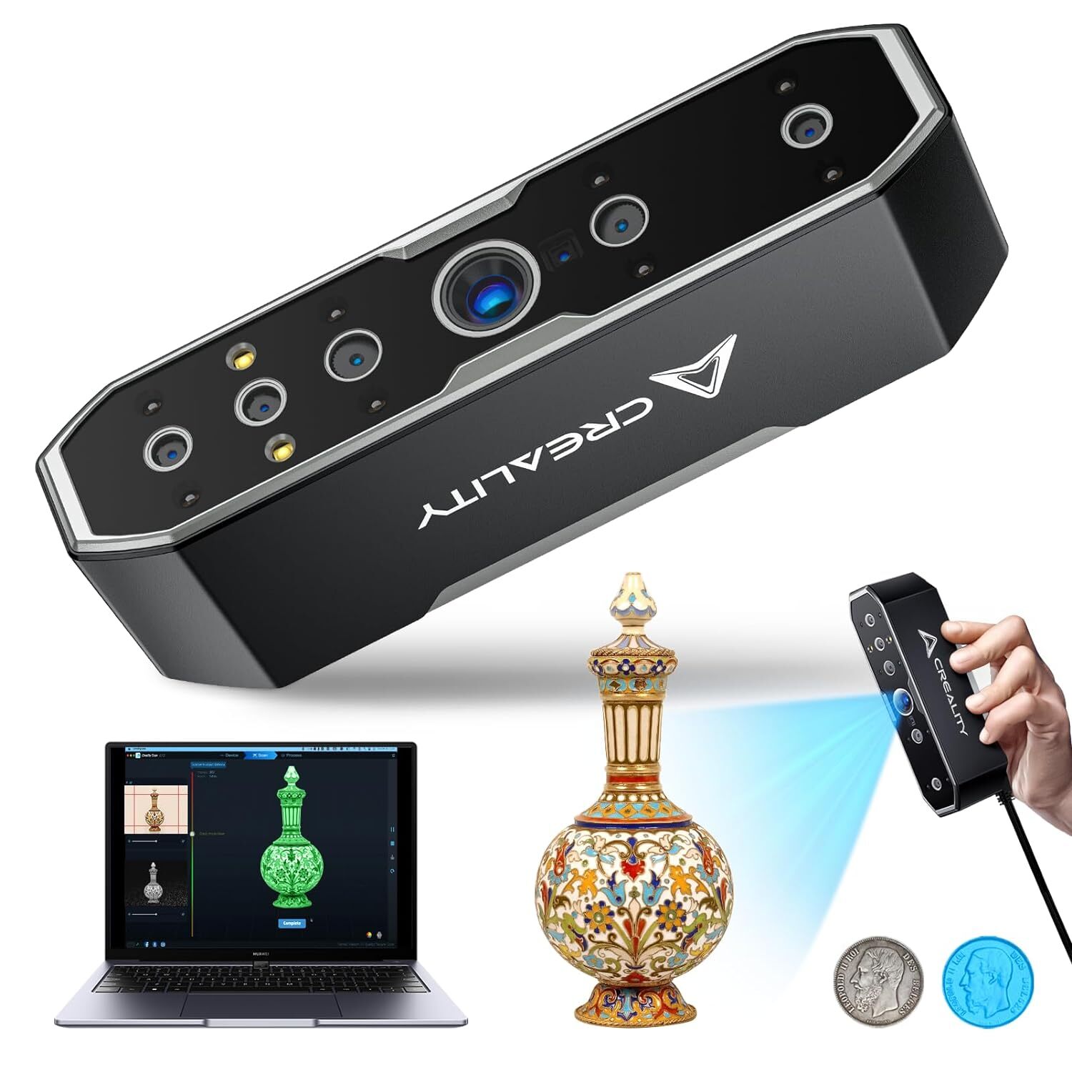 OPEN Creality Otter 3D Scanner 0.02mm Accuracy Handheld Capture SMALL&BIG Object