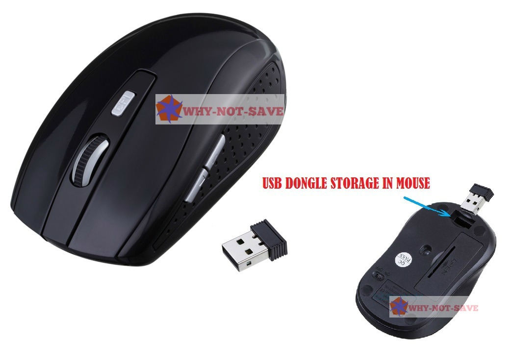 black Wireless Optical mouse Mini usb receiver for Dell Toshiba Apple Laptop PC