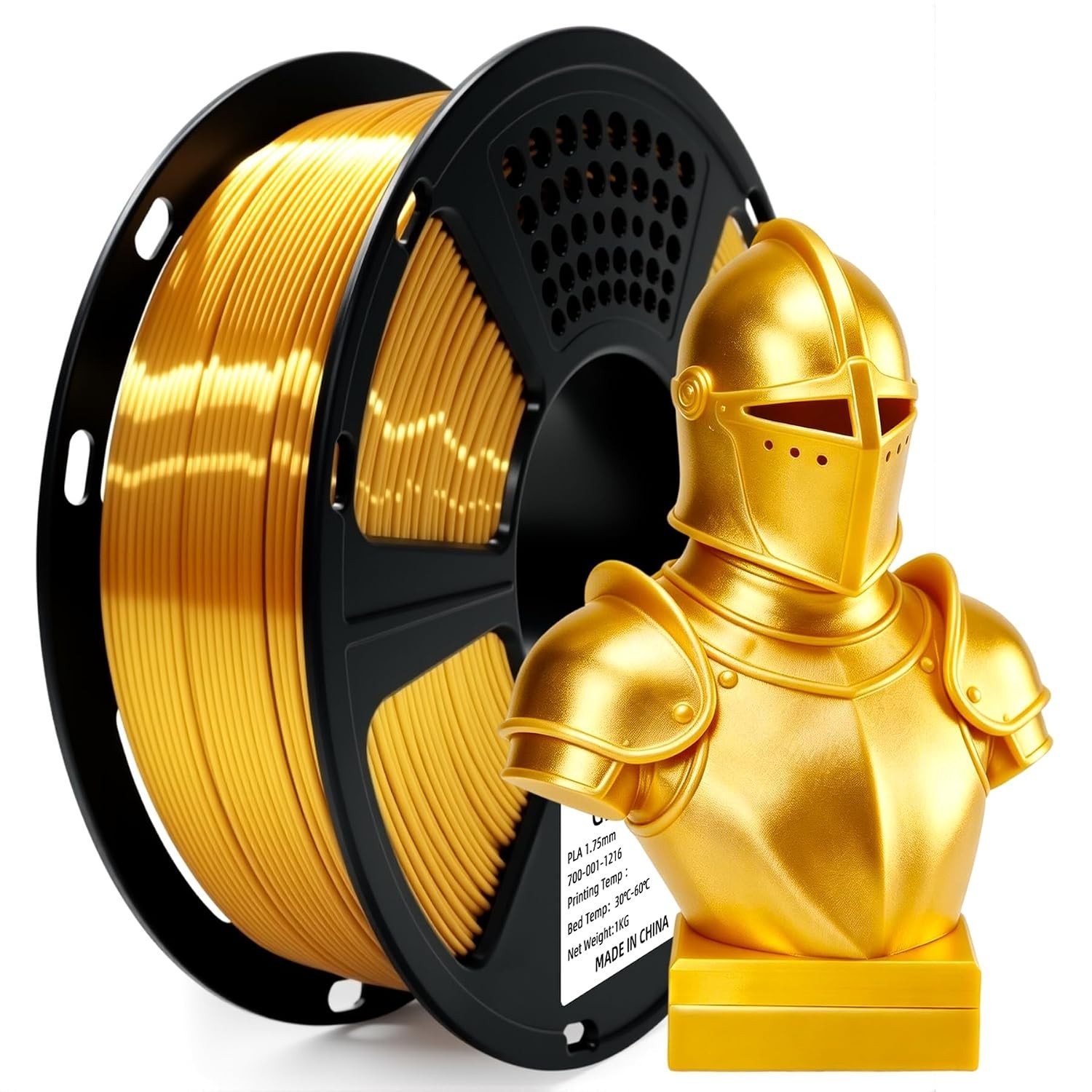 Silk PLA Filament 1.75mm for 3D Printer, Metal-Like Shiny Consumables 1kg (2.2lb